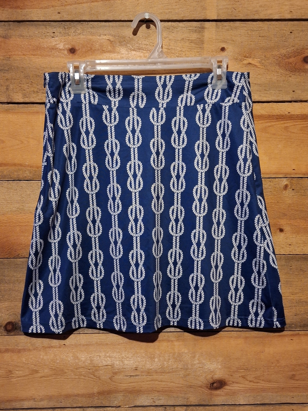 Navy Rope-Print A-Line Skirt by